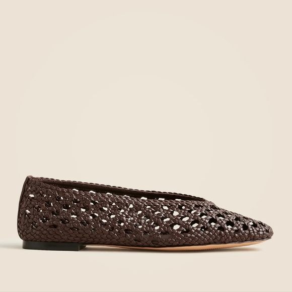 J. Crew Leather Woven Quinn Ballet Flat - Rich Hickory - Picture 3 of 11